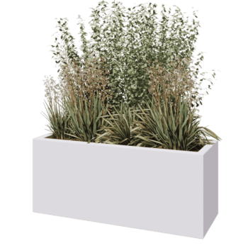 Stikla šķiedras puķu kaste - Taisnstūris - 120 x 40 x 50 cm - RAL9010 matēts (balts) - Ar dibenu