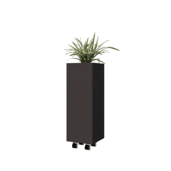 Tērauda puķu kaste - Kvadrāts - 30 x 30 x 80 cm - RAL7016 matēts (antracīta pelēks) - Ar pamatplati - Ar riteņiem