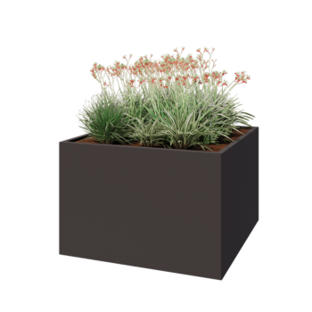 Tērauda puķu kaste - Kvadrāts - 120 x 120 x 80 cm - RAL7016 matēts (antracīta pelēks) - Bez pamatplates