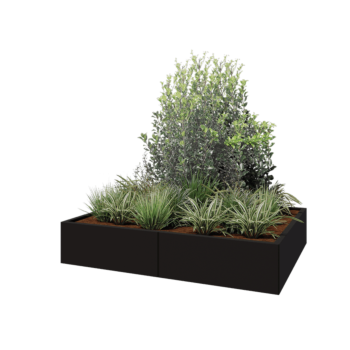 Tērauda puķu kaste XXL - Taisnstūris - 160 x 120 x 30 cm - RAL9005 matēts (melns) - Bez pamatplates