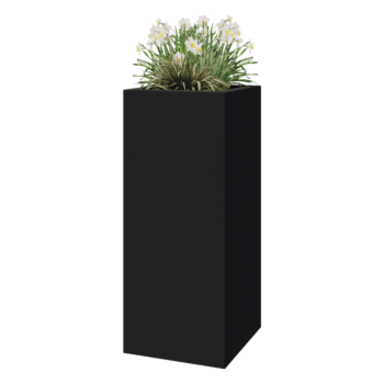 Stikla šķiedras puķu kaste - Kvadrāts - 50 x 50 x 120 cm - RAL7021 matēts (melns pelēks) - Ar dibenu