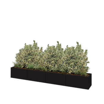 Tērauda puķu kaste XXL - Taisnstūris - 320 x 40 x 40 cm - RAL9005 matēts (melns) - Bez pamatplates