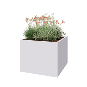 Tērauda puķu kaste - Kvadrāts - 100 x 100 x 80 cm - RAL9010 matēts (balts) - Bez pamatplates