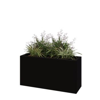 Stikla šķiedras puķu kaste - Taisnstūris - 100 x 30 x 50 cm - RAL9005 matēts (melns) - Ar dibenu