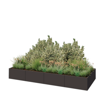 Tērauda puķu kaste XXL - Taisnstūris - 320 x 120 x 40 cm - RAL7016 matēts (antracīta pelēks) - Ar pamatplati