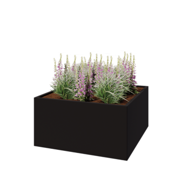 Tērauda puķu kaste - Kvadrāts - 120 x 120 x 60 cm - RAL9005 matēts (melns) - Bez pamatplates