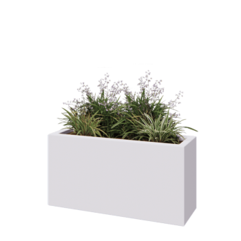 Stikla šķiedras puķu kaste - Taisnstūris - 100 x 30 x 50 cm - RAL9010 matēts (balts) - Ar dibenu