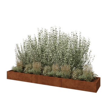 Kortena tērauda puķu kaste XXL - Taisnstūris - 360 x 60 x 30 cm - Bez pamatplates