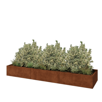 Kortena tērauda puķu kaste XXL - Taisnstūris - 360 x 80 x 40 cm - Bez pamatplates