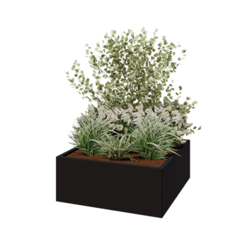 Tērauda puķu kaste - Kvadrāts - 100 x 100 x 40 cm - RAL9005 matēts (melns) - Bez pamatplates