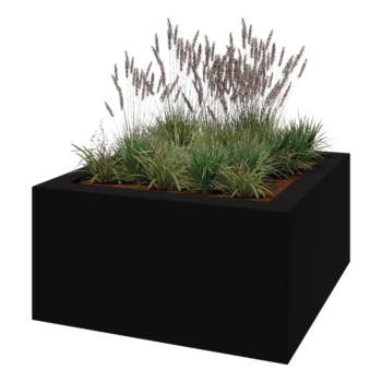 Stikla šķiedras puķu kaste - Kvadrāts - 160 x 160 x 80 cm - RAL9005 matēts (melns) - Ar dibenu
