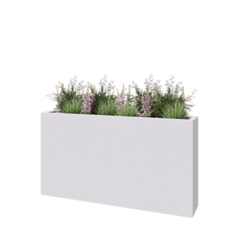 Stikla šķiedras puķu kaste - Taisnstūris - 150 x 25 x 80 cm - RAL9010 matēts (balts) - Ar dibenu