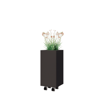 Tērauda puķu kaste - Kvadrāts - 30 x 30 x 60 cm - Cita RAL krāsa - Ar pamatplati - Ar riteņiem