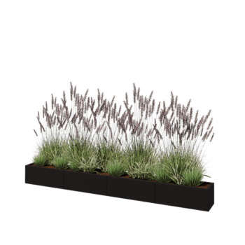 Tērauda puķu kaste XXL - Taisnstūris - 320 x 30 x 30 cm - RAL9005 matēts (melns) - Bez pamatplates