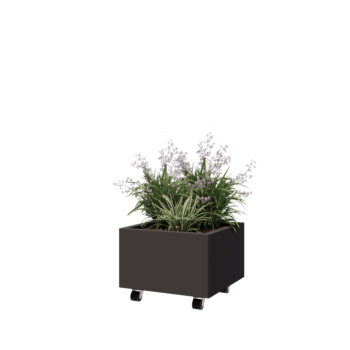 Tērauda puķu kaste - Kvadrāts - 50 x 50 x 30 cm - Cita RAL krāsa - Ar pamatplati - Ar riteņiem