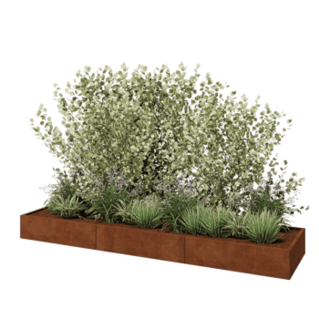 Kortena tērauda puķu kaste XXL - Taisnstūris - 360 x 80 x 30 cm - Bez pamatplates