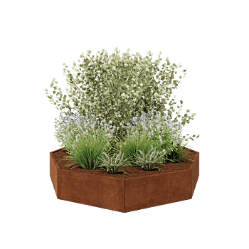 Kortena tērauda puķu kaste - Astoņstūris - 241,4 x 241,4 x 40 cm - Bez pamatplates