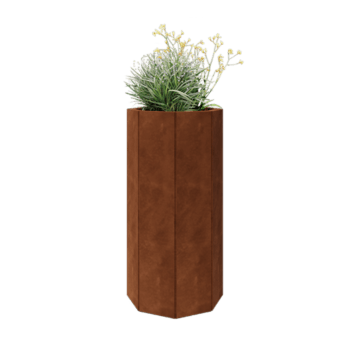 Kortena tērauda puķu kaste - Astoņstūris - 48,3 x 48,3 x 100 cm - Bez pamatplates