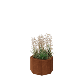 Kortena tērauda puķu kaste - Astoņstūris - 48,3 x 48,3 x 30 cm - Ar pamatplati