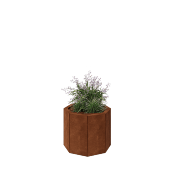 Kortena tērauda puķu kaste - Astoņstūris - 48,3 x 48,3 x 40 cm - Ar pamatplati