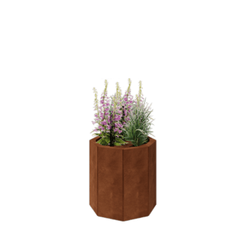 Kortena tērauda puķu kaste - Astoņstūris - 48,3 x 48,3 x 50 cm - Ar pamatplati