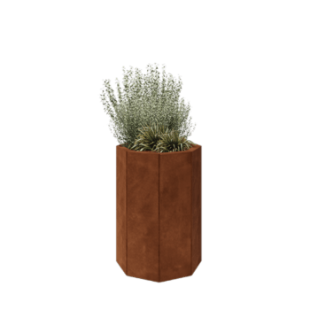 Kortena tērauda puķu kaste - Astoņstūris - 48,3 x 48,3 x 70 cm - Ar pamatplati