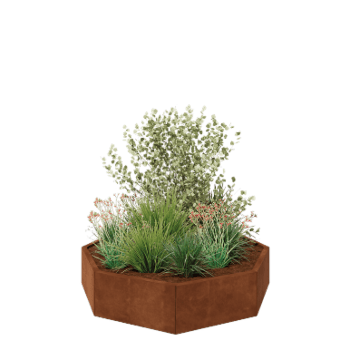 Kortena tērauda puķu kaste - Astoņstūris - 144,9 x 144,9 x 30 cm - Bez pamatplates