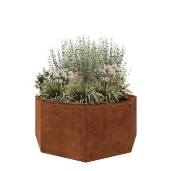 Kortena tērauda puķu kaste - Astoņstūris - 168,6 x 168,6 x 70 cm - Bez pamatplates