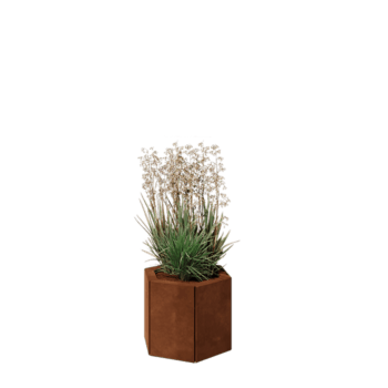 Kortena tērauda puķu kaste - Sešstūris - 39,3 x 34,6 x 30 cm - Ar pamatplati