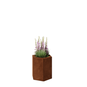 Kortena tērauda puķu kaste - Sešstūris - 39,3 x 34,6 x 40 cm - Ar pamatplati