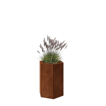 Kortena tērauda puķu kaste - Sešstūris - 39,3 x 34,6 x 50 cm - Ar pamatplati