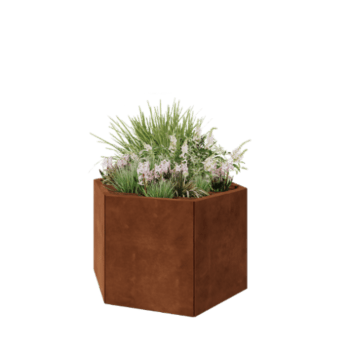 Kortena tērauda puķu kaste - Sešstūris - 99,3 x 86,6 x 60 cm - Bez pamatplates