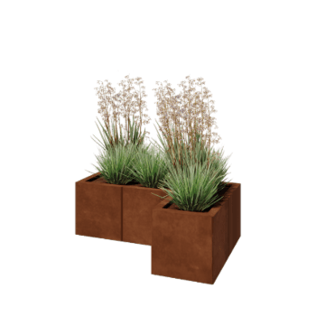 Kortena tērauda puķu kaste - L-veida - 90 x 60 x 30 cm - Ar pamatplati