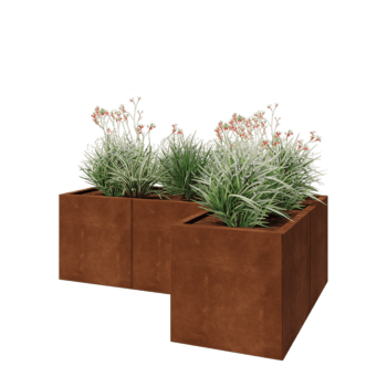 Kortena tērauda puķu kaste - L-veida - 150 x 100 x 50 cm - Ar pamatplati