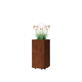 Kortena tērauda puķu kaste - Kvadrāts - 30 x 30 x 60 cm - Ar pamatplati - Ar kājām