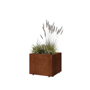 Kortena tērauda puķu kaste - Kvadrāts - 50 x 50 x 40 cm - Ar pamatplati - Ar kājām