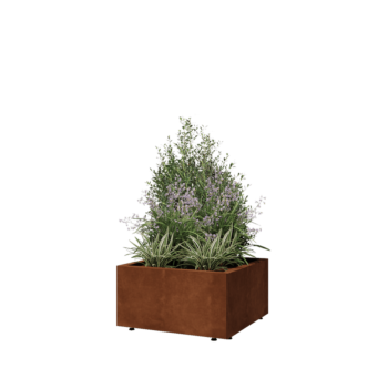 Kortena tērauda puķu kaste - Kvadrāts - 60 x 60 x 30 cm - Ar pamatplati - Ar kājām