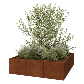 Kortena tērauda puķu kaste XXL - Kvadrāts - 150 x 150 x 40 cm - Bez pamatplates