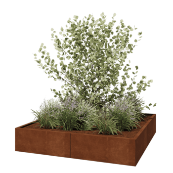 Kortena tērauda puķu kaste XXL - Kvadrāts - 160 x 160 x 30 cm - Bez pamatplates