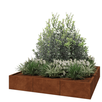 Kortena tērauda puķu kaste XXL - Kvadrāts - 180 x 180 x 30 cm - Bez pamatplates