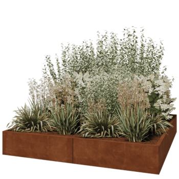 Kortena tērauda puķu kaste XXL - Kvadrāts - 200 x 200 x 30 cm - Bez pamatplates