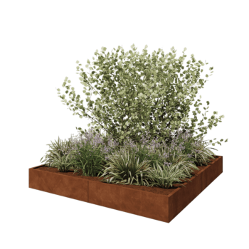 Kortena tērauda puķu kaste XXL - Kvadrāts - 240 x 240 x 30 cm - Bez pamatplates