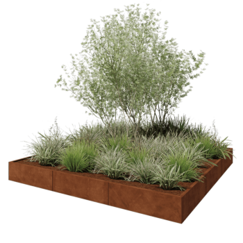 Kortena tērauda puķu kaste XXL - Kvadrāts - 300 x 300 x 30 cm - Bez pamatplates