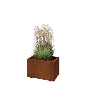 Kortena tērauda puķu kaste - Taisnstūris - 50 x 30 x 30 cm - Ar pamatplati - Ar kājām