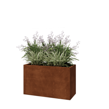 Kortena tērauda puķu kaste - Taisnstūris - 100 x 40 x 60 cm - Ar pamatplati