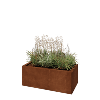 Kortena tērauda puķu kaste - Taisnstūris - 80 x 40 x 30 cm - Ar pamatplati