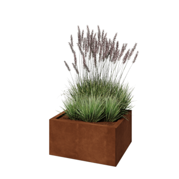 Kortena tērauda puķu kaste - Taisnstūris - 60 x 50 x 30 cm - Ar pamatplati