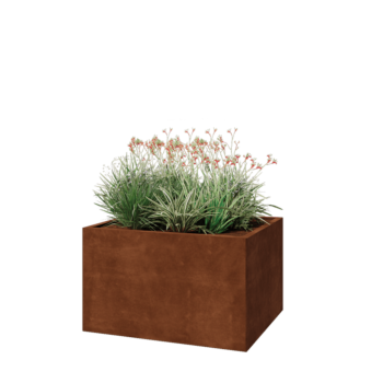 Kortena tērauda puķu kaste - Taisnstūris - 100 x 80 x 60 cm - Ar pamatplati