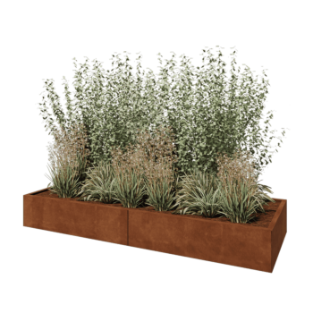 Kortena tērauda puķu kaste XXL - Taisnstūris - 240 x 80 x 30 cm - Bez pamatplates