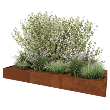 Kortena tērauda puķu kaste XXL - Taisnstūris - 300 x 100 x 30 cm - Bez pamatplates